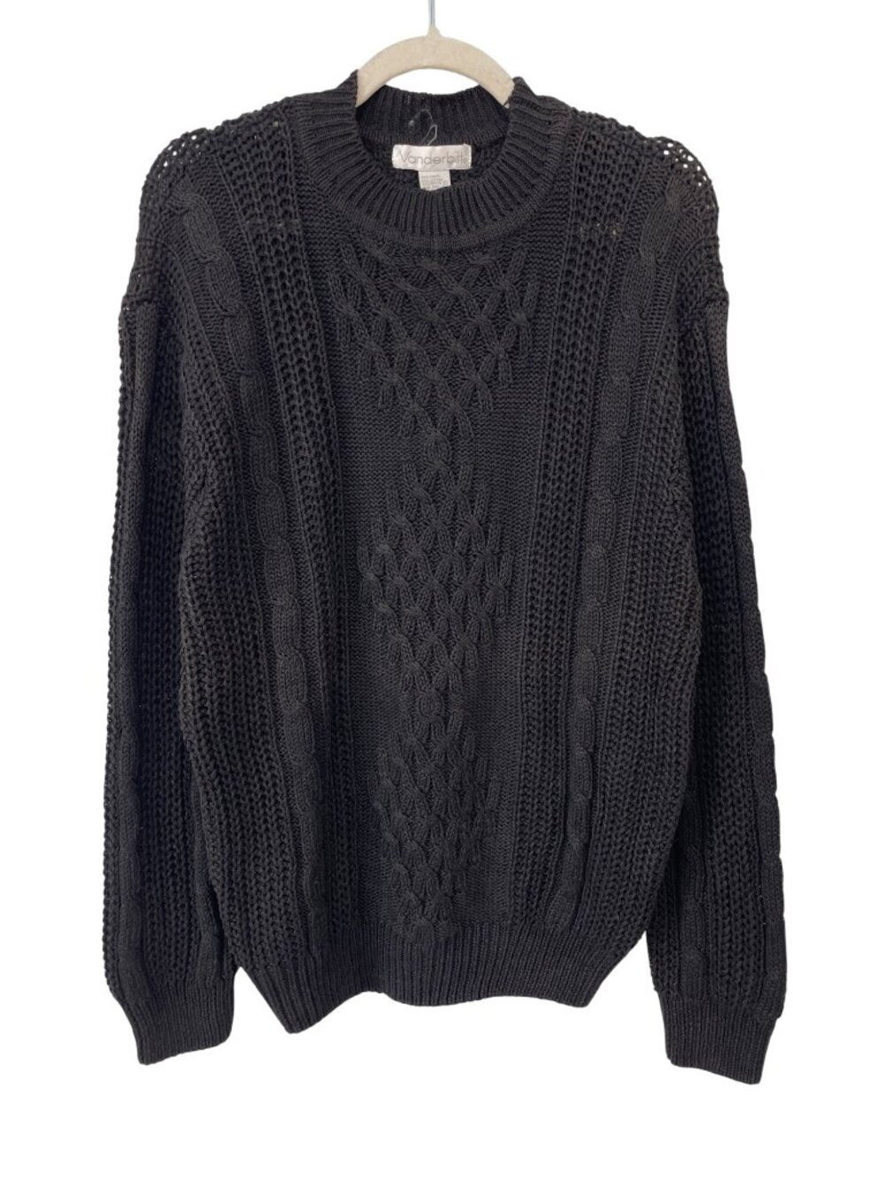 Vintage 90s Vanderbilt Sweater Medium Cable Knit Crew Long Sleeve Deadstock NEW